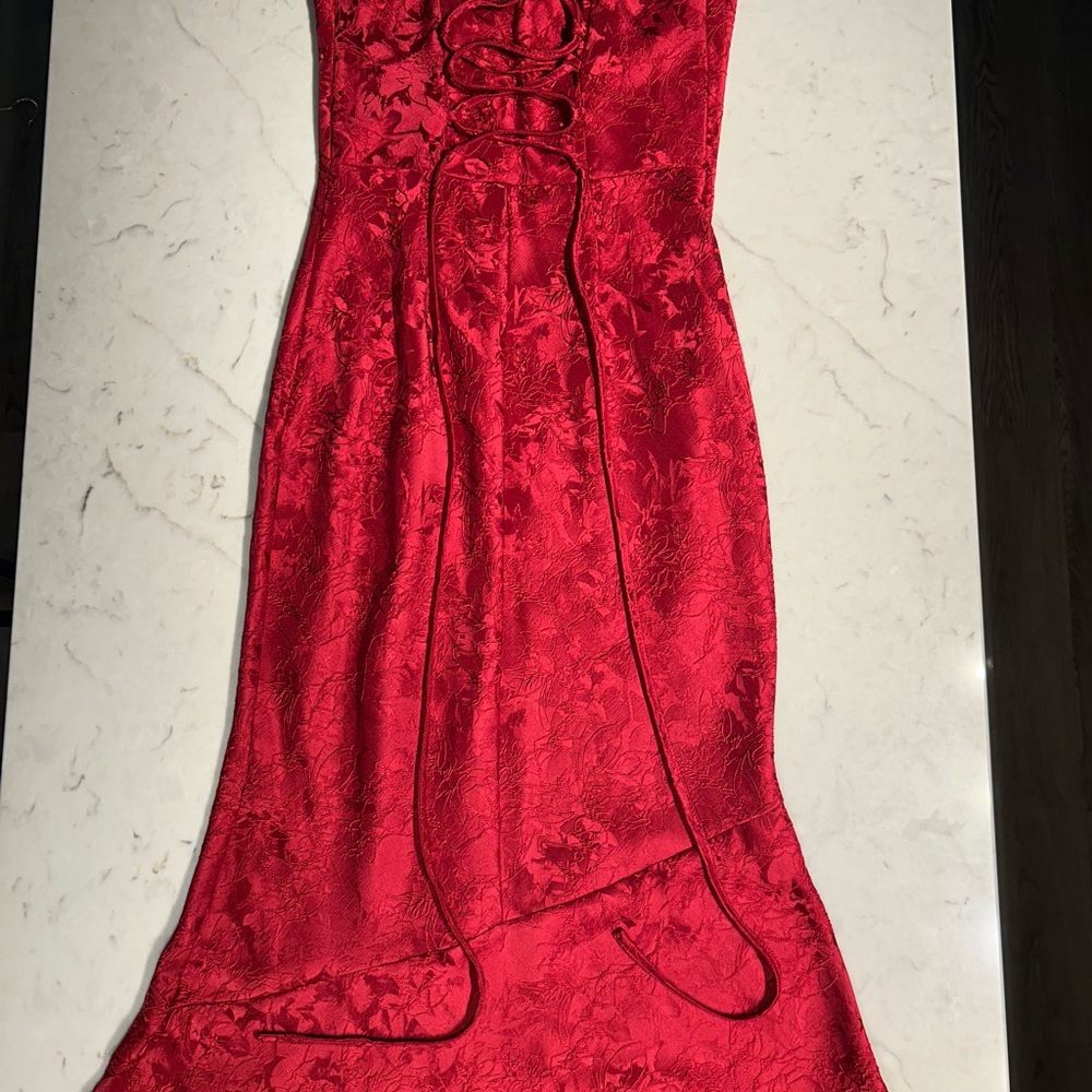Babyboo Whitney Red Floral Jacquard Maxi Dress – Size S - Picture 6 of 10
